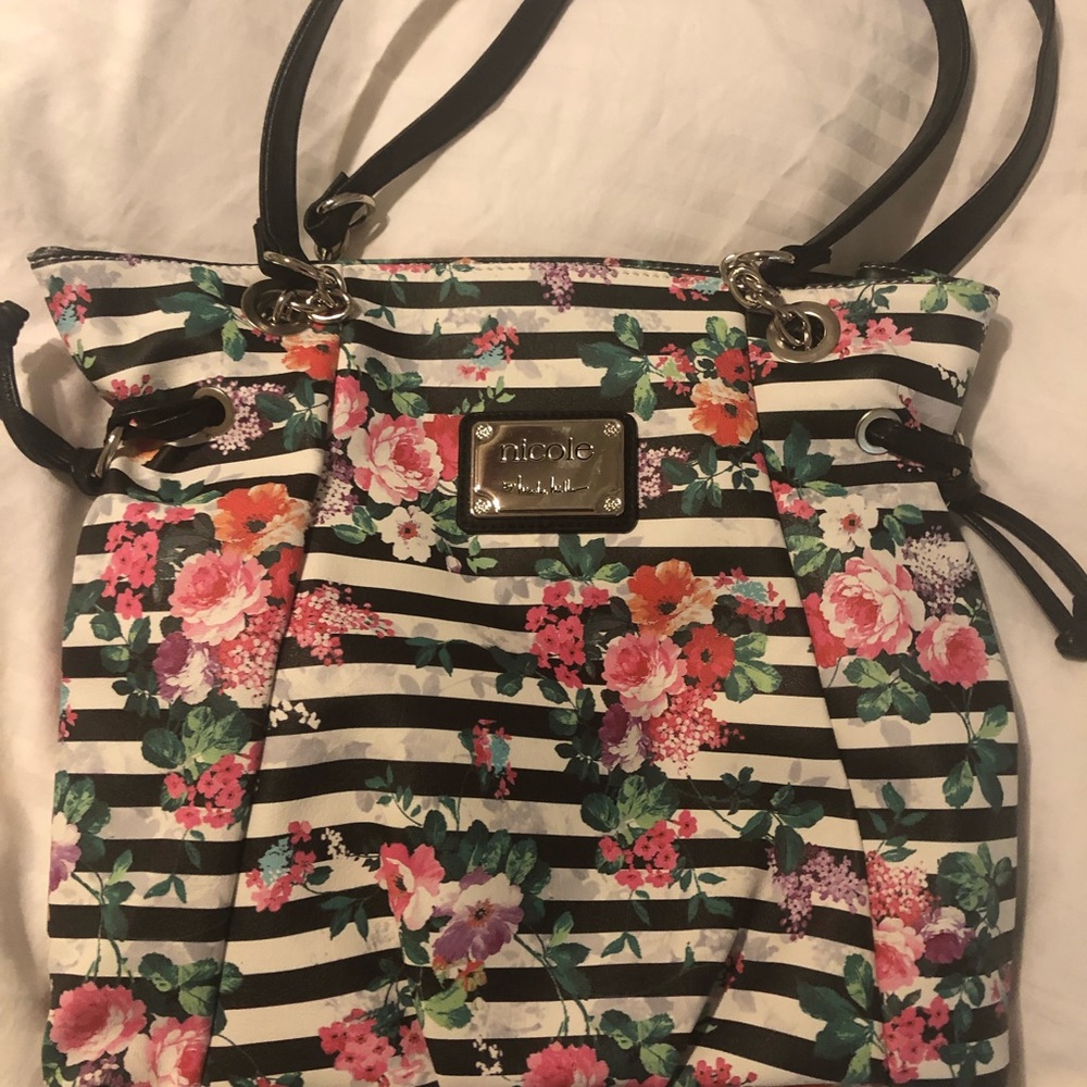 Nicole Miller floral striped purse